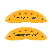 Cargar imagen en el visor de la galería, MGP 4 Caliper Covers Engraved Front &amp; Rear Srt8 Yellow Finish Black Char 2006 Jeep Commander
