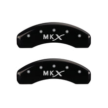 Cargar imagen en el visor de la galería, MGP 4 Caliper Covers Engraved Front Lincoln Engraved Rear MKX Black finish silver ch