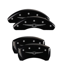 Laden Sie das Bild in den Galerie-Viewer, MGP 4 Caliper Covers Engraved Front &amp; Rear Style 1/Chrysler Wing Black finish silver ch