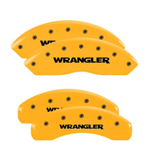 Charger l&#39;image dans la galerie, MGP 4 Caliper Covers Engraved Front &amp; Rear WRANGLER Yellow finish black ch