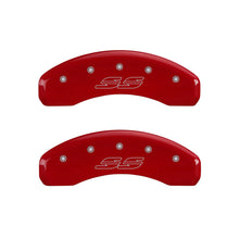 Cargar imagen en el visor de la galería, MGP 4 Caliper Covers Engraved Front &amp; Rear Bowtie Black finish silver ch