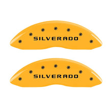 गैलरी व्यूवर में इमेज लोड करें, MGP Front set 2 Caliper Covers Engraved Front Silverado Yellow finish black ch