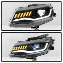 गैलरी व्यूवर में इमेज लोड करें, Spyder Chevy Camaro 16-18 Halogen Model Full LED Headlights Black PRO-YD-CCAM16HALAP-SEQ-BK