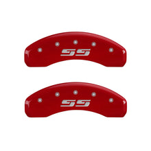 Carica l&#39;immagine nel visualizzatore di Gallery, MGP 4 Caliper Covers Engraved Front &amp; Rear Bowtie Black finish silver ch