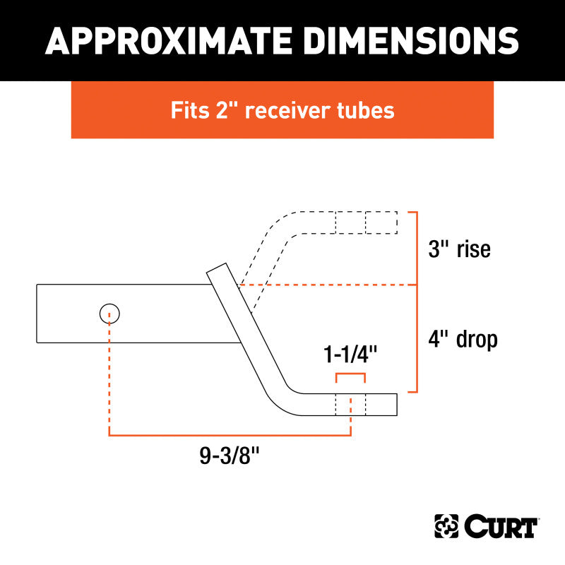 Curt Class 4 Ball Mount (2in Shank 12000lbs 4in Drop 9-3/8in Long)