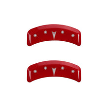 Cargar imagen en el visor de la galería, MGP 4 Caliper Covers Engraved Front Pontiac Engraved Rear Arrow Red finish silver ch