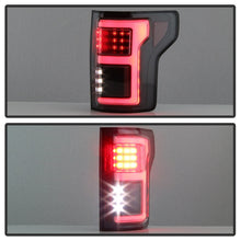 Laden Sie das Bild in den Galerie-Viewer, Spyder 15-18 Ford F-150 Light Bar LED Tail Lights (w/Blind Spot) - Black (ALT-YD-FF15015BS-LBLED-BK)