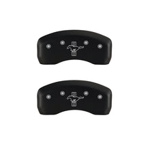 Cargar imagen en el visor de la galería, MGP 4 Caliper Covers Engraved Front Mustang Engraved Rear Bar &amp; Pony Red finish silver ch