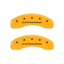 Cargar imagen en el visor de la galería, MGP 4 Caliper Covers Engraved Front &amp; Rear Gen 5/Camaro Yellow finish black ch