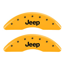 Charger l&#39;image dans la galerie, MGP 4 Caliper Covers Engraved Front JEEP Engraved Rear JEEP Grill logo Yellow finish black ch