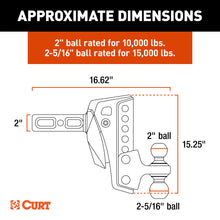 Carica l&#39;immagine nel visualizzatore di Gallery, Curt Rebellion XD 2in / 2-5/15in Cushion Hitch Ball Mount w/ 2in Shank