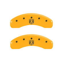 Cargar imagen en el visor de la galería, MGP 4 Caliper Covers Engraved Front Ram Rear Ramhead Yellow Finish Black Char 2006 Dodge Durango