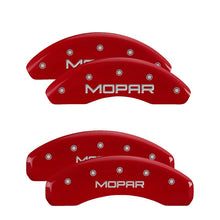 Cargar imagen en el visor de la galería, MGP 4 Caliper Covers Engraved Front &amp; Rear MOPAR Red finish silver ch