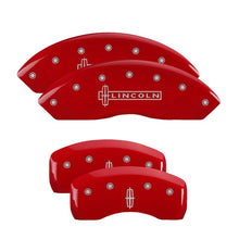 Cargar imagen en el visor de la galería, MGP 4 Caliper Covers Engraved Front Lincoln Engraved Rear Star logo Red finish silver ch