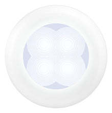 Cargar imagen en el visor de la galería, Hella &#39;0500 Series&#39; Slim Line White 12V DC Round Soft LED Courtesy Light w/ White Plastic Rim