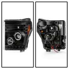 Cargar imagen en el visor de la galería, Spyder Ford Super Duty 11-16 Projector Headlights LEDHalo DRL All Black PRO-YD-FS11-HL-BKV2