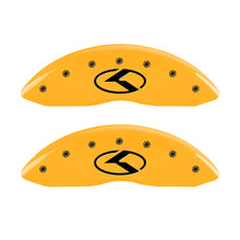 Cargar imagen en el visor de la galería, MGP 4 Caliper Covers Engraved Front &amp; Rear Circle K/Kia Yellow finish black ch