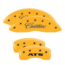 Charger l&#39;image dans la galerie, MGP 4 Caliper Covers Engraved Front Cadillac Engraved Rear ATS Yellow finish black ch