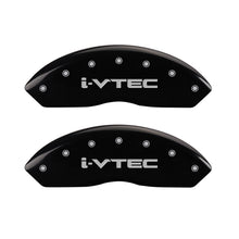 Laden Sie das Bild in den Galerie-Viewer, MGP 4 Caliper Covers Engraved Front &amp; Rear i-Vtec Black finish silver ch