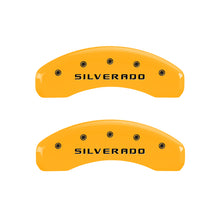 Cargar imagen en el visor de la galería, MGP 4 Caliper Covers Engraved Front &amp; Rear Bowtie Black finish silver ch