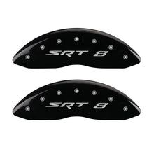 Laden Sie das Bild in den Galerie-Viewer, MGP 4 Caliper Covers Engraved Front &amp; Rear SRT8 Black finish silver ch