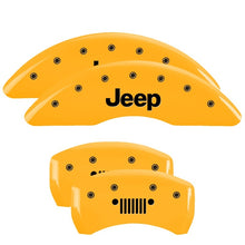 Charger l&#39;image dans la galerie, MGP 4 Caliper Covers Engraved Front JEEP Engraved Rear JEEP Grill logo Yellow finish black ch