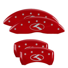 Cargar imagen en el visor de la galería, MGP 4 Caliper Covers Engraved Front &amp; Rear Circle K/Kia Red Finish Silver Char 2018 Kia Stinger