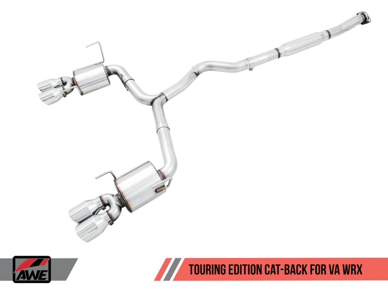 AWE Tuning Subaru 15+ WRX VA Sedan Touring Edition Exhaust - Chrome Silver Tips (102mm)