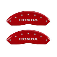 Charger l&#39;image dans la galerie, MGP 4 Caliper Covers Engraved Front Honda Engraved Rear Odyssey Red finish silver ch