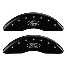 Laden Sie das Bild in den Galerie-Viewer, MGP 4 Caliper Covers Engraved Front &amp; Rear Oval logo/Ford Black finish silver ch