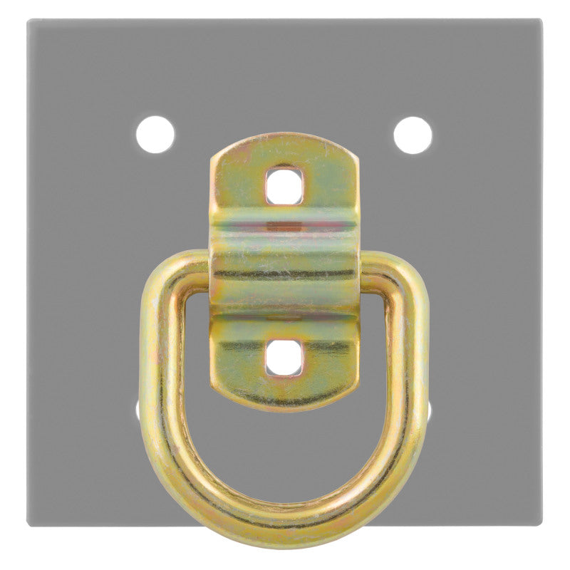 Curt 3in x 3in Surface-Mounted Tie-Down D-Ring (3600lbs Yellow Zinc)