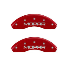 Laden Sie das Bild in den Galerie-Viewer, MGP 4 Caliper Covers Engraved Front &amp; Rear MOPAR Red finish silver ch