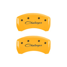 Laden Sie das Bild in den Galerie-Viewer, MGP 4 Caliper Covers Engraved Front &amp; Rear Cursive/Challenger Yellow finish black ch