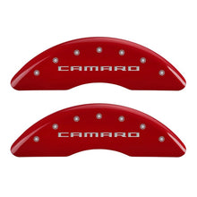 Carica l&#39;immagine nel visualizzatore di Gallery, MGP 4 Caliper Covers Engraved Front Gen 5/Camaro Engraved Rear Gen 5/Z28 Red finish silver ch