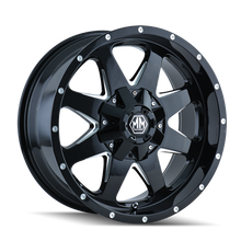 Cargar imagen en el visor de la galería, Mayhem 8040 Tank 17x9 / 5x114.3 BP / -12mm Offset / 87mm Hub Black w/ Milled Spokes Wheel