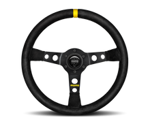 Carica l&#39;immagine nel visualizzatore di Gallery, Momo MOD07 Steering Wheel 350 mm -  Black Suede/Black Spokes/1 Stripe