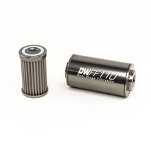 Load image into Gallery viewer, DeatschWerks Stainless Steel 8AN 100 Micron Universal Inline Fuel Filter Housing Kit (110mm)