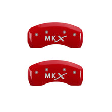 Cargar imagen en el visor de la galería, MGP 4 Caliper Covers Engraved Front Lincoln Engraved Rear MKX Red finish silver ch