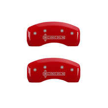 गैलरी व्यूवर में इमेज लोड करें, MGP 4 Caliper Covers Engraved Front &amp; Rear Lincoln Red Finish Silver Char 2017 Lincoln MKZ