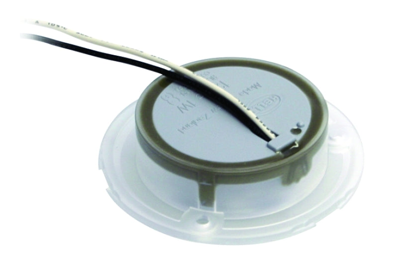 Hella '0500 Series' Slim Line White 12V DC Round Soft LED Courtesy Light w/ White Plastic Rim