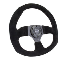 Carica l&#39;immagine nel visualizzatore di Gallery, NRG Reinforced Steering Wheel (320mm Horizontal / 330mm Vertical) Black Suede w/Black Stitching