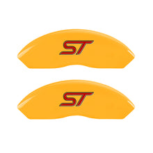 Charger l&#39;image dans la galerie, MGP 4 Caliper Covers Engraved Front &amp; Rear No Bolts/St Yellow Finish Black Char 2018 Ford Fusion