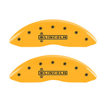 Cargar imagen en el visor de la galería, MGP 4 Caliper Covers Engraved Fr Lincoln Rr Star Logo Yellow Finish Black Char 2003 Lincoln Town Car