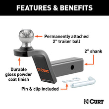 Carica l&#39;immagine nel visualizzatore di Gallery, Curt Fusion Ball Mount w/2in Ball (2in Shank 7500lbs 2in Rise)