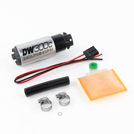 DeatschWerks 340lph DW300C Compact Fuel Pump w/ Universal Install Kit (w/ Mounting Clips) - 2to4wheels