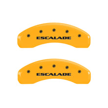 Laden Sie das Bild in den Galerie-Viewer, MGP 4 Caliper Covers Engraved F &amp; R Escalade Yellow Finish Black Char 2004 Cadillac Escalade EXT