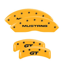 Carica l&#39;immagine nel visualizzatore di Gallery, MGP 4 Caliper Covers Eng Fr No Bolts/TBird Rr No Bolts/TBird Yel Finish Blk Char 05 Ford Thunderbird