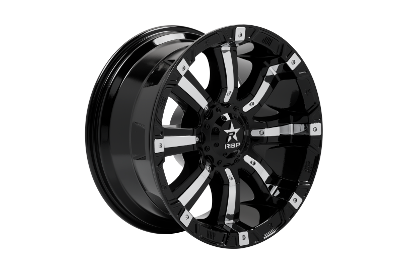 RBP 94R 20x10 5x150 BP / 4.5 BS -25mm Offset 110mm CB (Hub Centric) Black w/Chrome Inserts Wheel