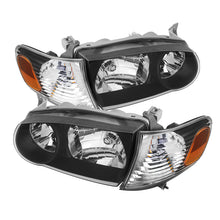 Cargar imagen en el visor de la galería, Xtune Toyota Corolla 01-02 Crystal Headlights w/ Amber Corner Lights Black HD-JH-TC01-AM-BK