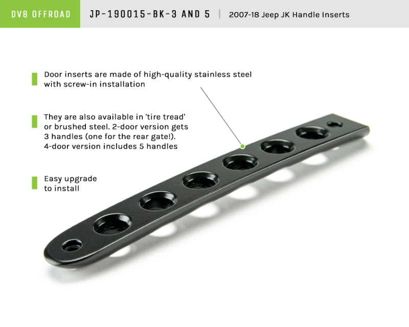 DV8 Offroad 2007-2018 Jeep JK 2 Door Black Door Handle Inserts